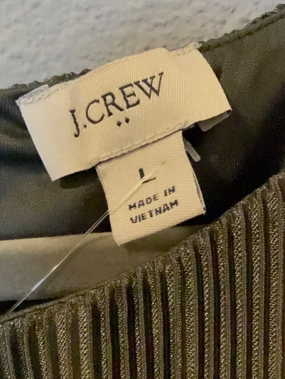 J.Crew Factory Plissé Shell Top - Olive Green, Size L